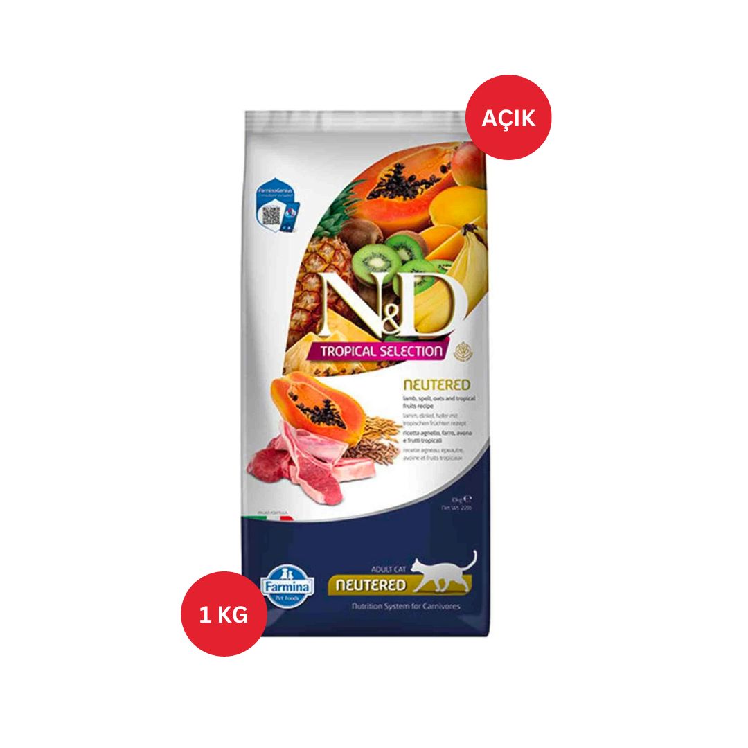 N&D Tropical Selection Kuzu Etli Tropikal Kısır Kedi Maması 1 KG AÇIK